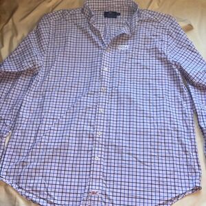 Vineyard Vines Performance Murray Shirt Mens XL Blue Pink Check Classic Fit Long